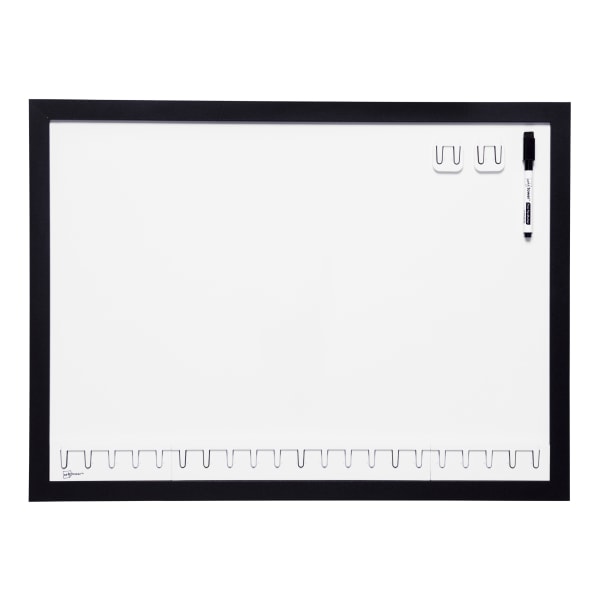 Note Tower® Combo Rail Magnetic Dry-Erase Whiteboard, 17"" x 23"", Wood Frame With Black Finish -  NTR600-8