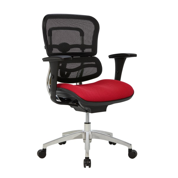 WorkPro® 12000 Series Ergonomic Mesh/Premium Fabric Mid-Back Chair, Black/Cherry, BIFMA Compliant -  V-12000-AS90807
