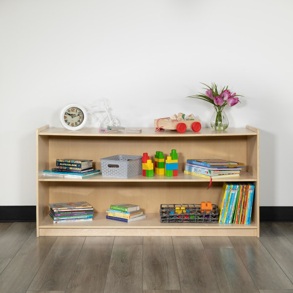 Photos - Wardrobe Flash Furniture Wooden School Classroom Storage Cabinet, 24"H x 48"W x 15"D, Natural MKSTRG005 