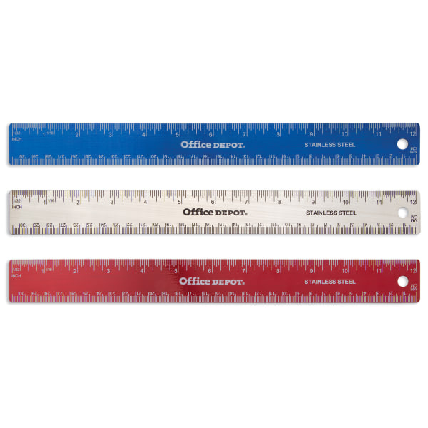 Office Depot® Brand Stainless Steel Ruler, 12"", Assorted Colors (No Color Choice) -  NB20110510