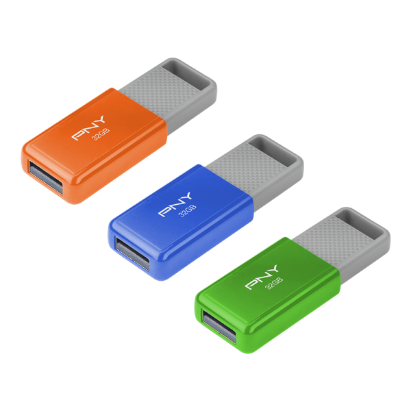 PNY USB 20 Flash Drives 32GB Assorted Colors Pack Of 3 Drives