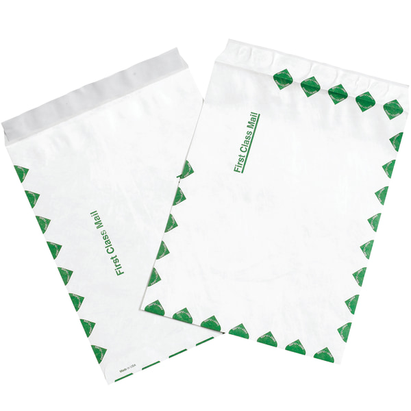 Tyvek Envelopes, 9 x 12, End Opening, First-Class White, Pack Of 100