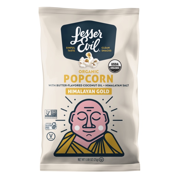 (best by 05/07/2024)Lesser Evil Buddha Bowl Popcorn  Organic Himalayan Gold  0.88 Oz  18 Ct