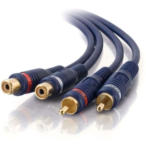 C2G 12ft Velocity RCA Stereo Audio Extension Cable  RCA Male  RCA Female  12ft  Blue