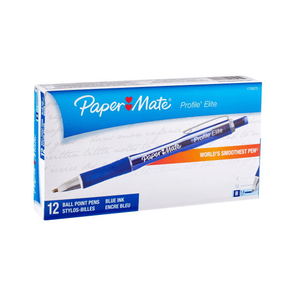 Paper Mate® Profile® Elite Retractable Ballpoint Pens, Bold Point, 1.4 mm, Blue Barrel, Blue Ink, Pack Of 12 -  1776373