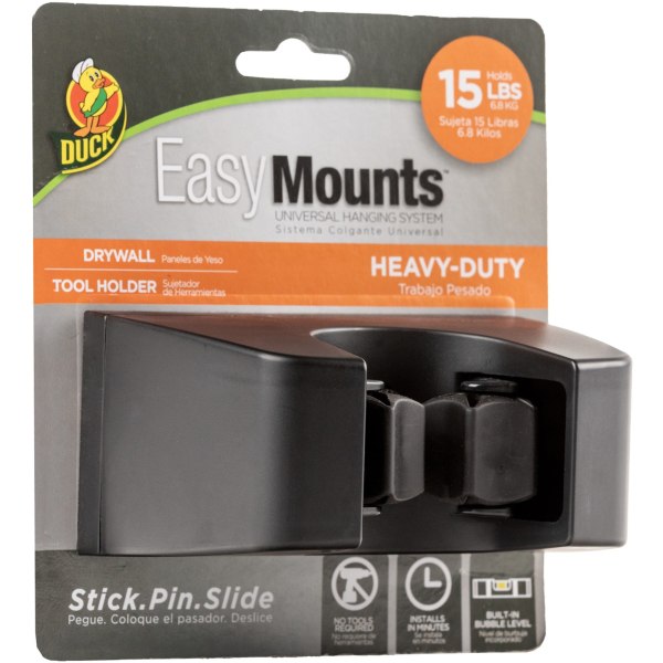 Duck Brand EasyMounts HeavyDuty Tool Holder  Fiberglass  1 Each  Black