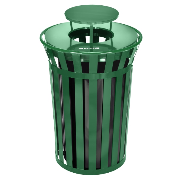 UPC 810071537189 product image for Alpine Industries Metal Slatted Outdoor Commercial Trash Can Receptacle With Rai | upcitemdb.com