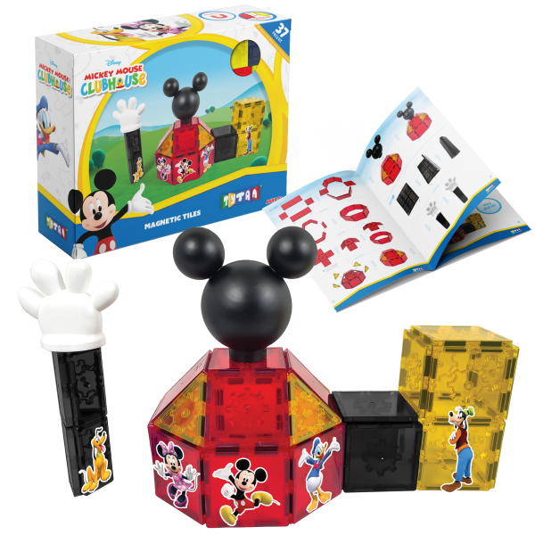 Photos - Construction Toy TYTAN Toys Disney Mickey Mouse Clubhouse Magnetic Tile Blocks Kit, Assorted Colors, Kit Of 37 Pieces ACTYT857 