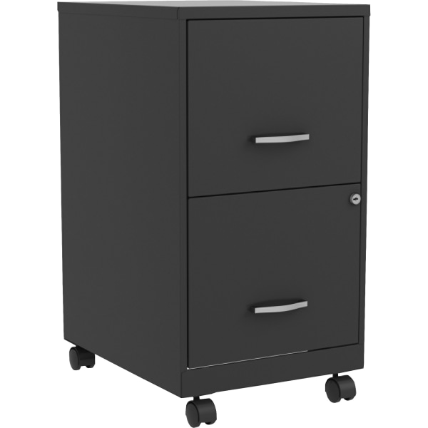 LYS NuSparc 18" 2 Drawer Steel Mobile File Cabinet, Black, 1 Each