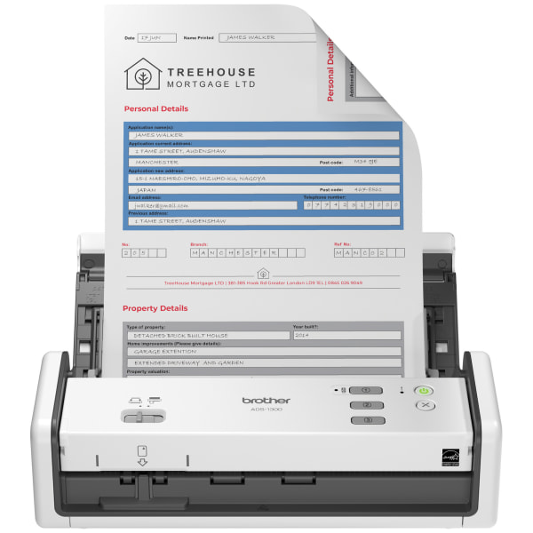 Brother ADS-1300 Compact Desktop Document Scanner, White/Black