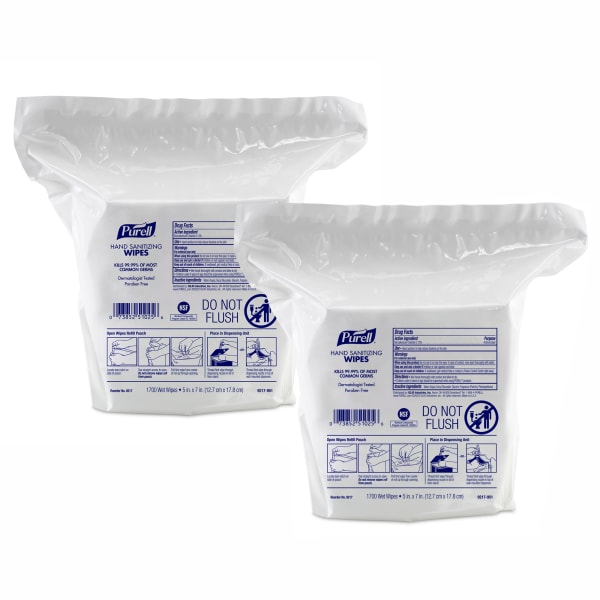 Purell Commercial Dispensing Hand Sanitizing Wipes Refill  1700 Count  2/Carton (9217-02)
