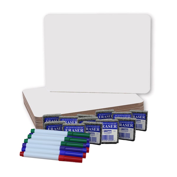 Products  Dry Erase Board Plus Colored Pens Plus Student Eraser - Pack of 12 - Flipside 31003