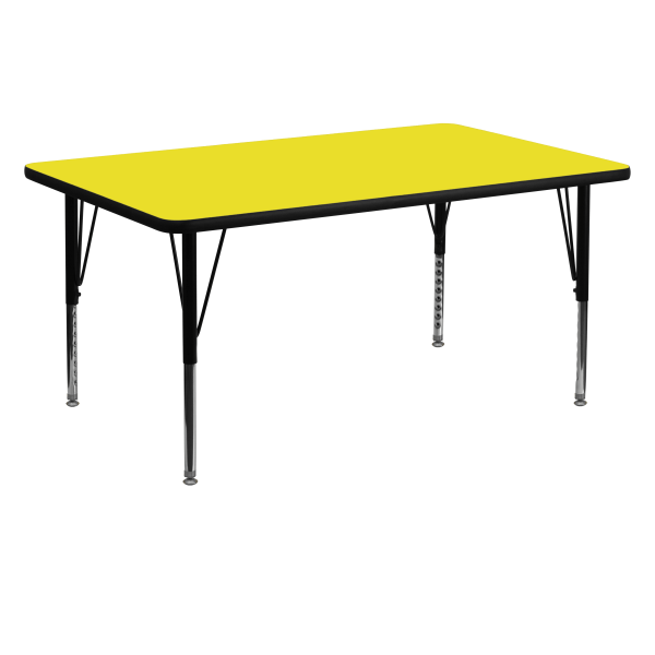 Flash Furniture 60""W Rectangular HP Laminate Activity Table With Short Height-Adjustable Legs, Yellow -  XUA3060RECYELHP