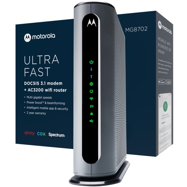 Photos - Router Motorola � MG8702 DOCSIS 3.1 4 LAN Port Cable Modem And Wi-Fi  AC3200 Combo MG8702 