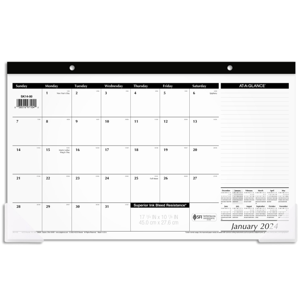 At-A-Glance 2024 Desk Pad Calendar  Compact  17 3/4  x 11