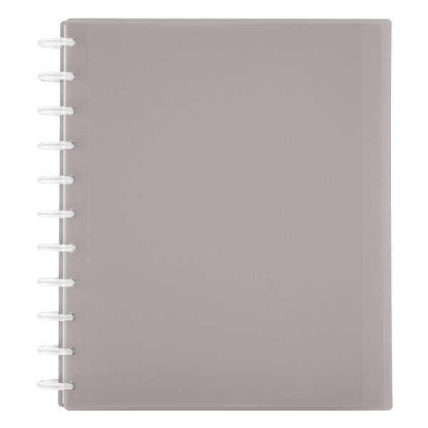 TUL Discbound Student Notebook, Letter Size, 3-Subject, Narrow Ruled, 75 Sheets, Poly Cover, Gray