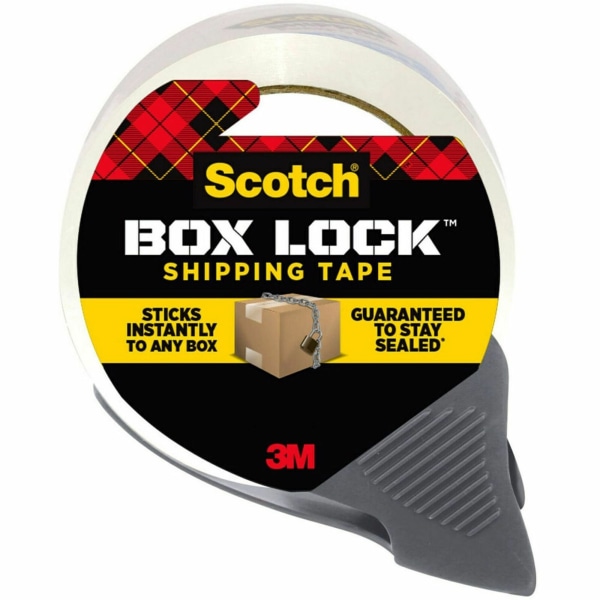 Scotch Box Lock Heavy Duty Packing Tape with Dispenser, 1.88 x 54.6 yds, Transparent (3950RD) | Quill