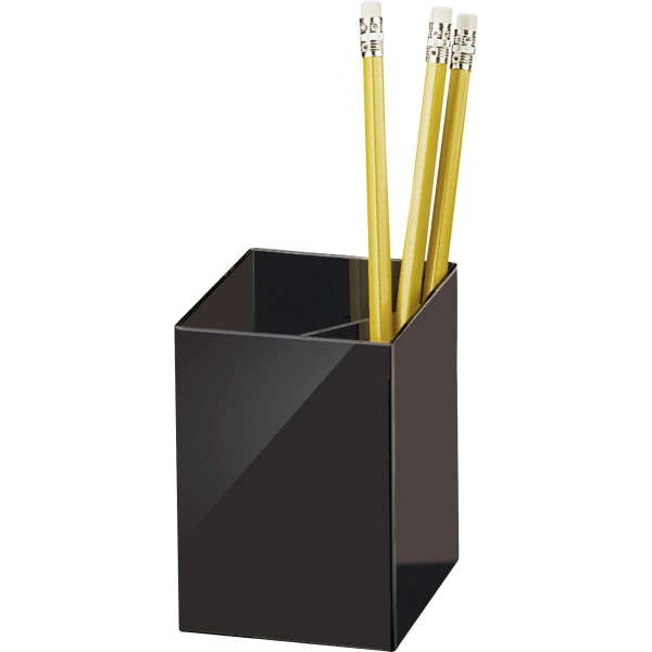 OIC 3-Compartment Pencil Cup - 4 x 2.9 x 2.9 - 1 Each - Black