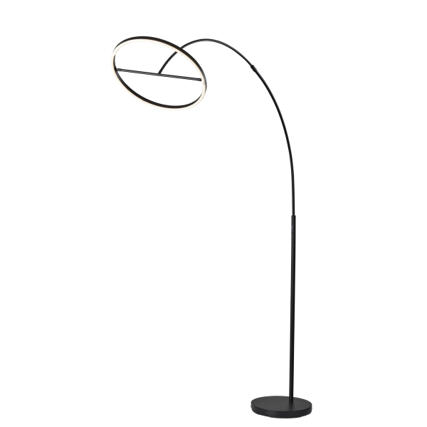 Adesso Falcon LED Arc Floor Lamp with Smart Switch, 81-1/2""H, Black/Black -  2154-01