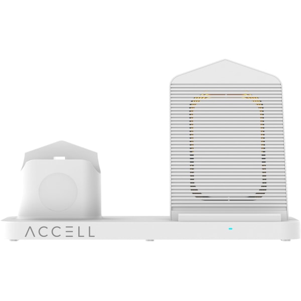Accell 3 in 1 Fast Wireless Charger for smartphone, Apple watch, and Airpods - 5 V DC Input - Input connectors: USB