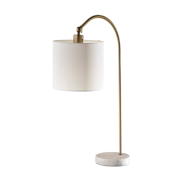 Adesso Meredith Table Lamp, 23-1/2""H, White Linen/Antique Brass/White -  3828-21