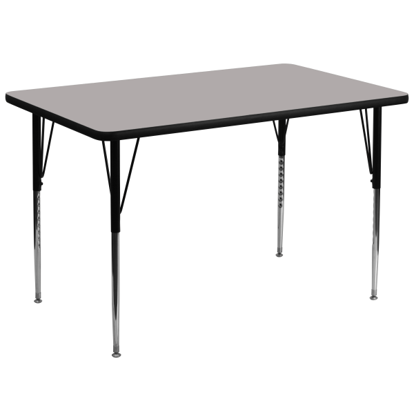 Flash Furniture Rectangular HP Laminate Activity Table With Standard Height-Adjustable Legs, 30-1/4""H x 36""W x 72""D, Gray -  XUA3672RECGYHA