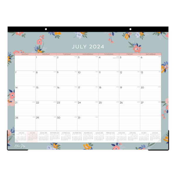 2024-2025 Blue Sky Georgie Academic Monthly Desk Pad Planning Calendar, 22"" x 17"", July to June -  146959