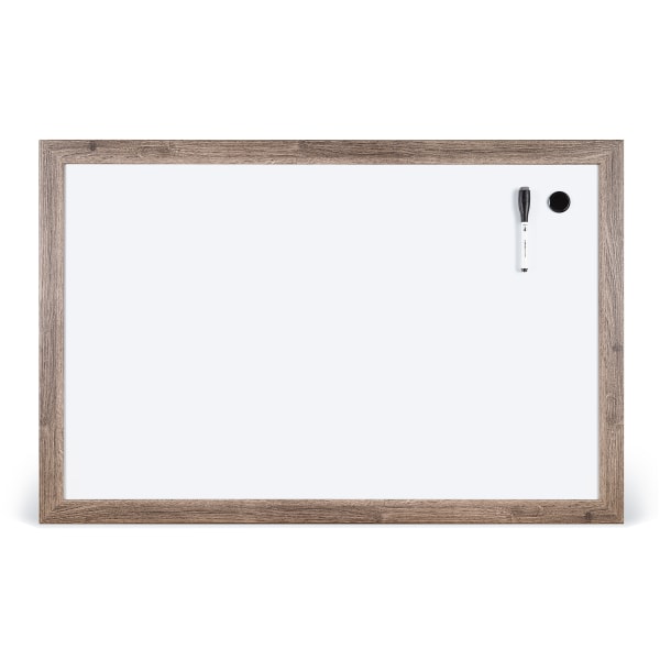U Brands Dcor Magnetic Dry Erase Board, 36 X 24, Brown Rustic Wood Decor Frame