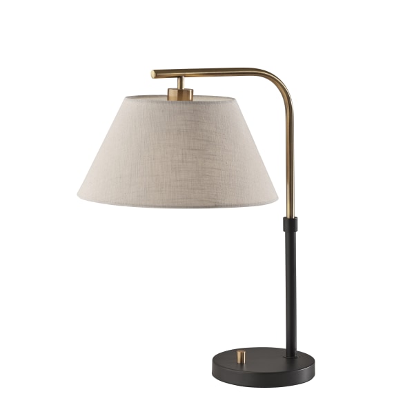 Adesso Fletcher Table Lamp, 21-1/4""H, Off-White/Black/Antique Brass -  3955-01