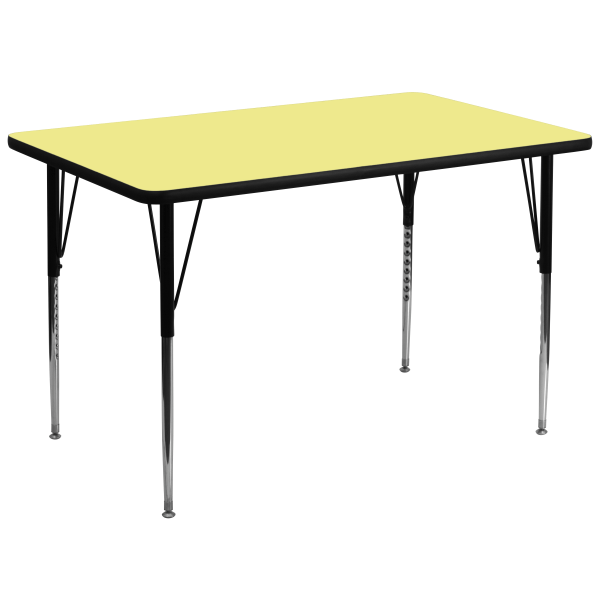 Flash Furniture 72""W Rectangular Thermal Laminate Activity Table With Standard Height-Adjustable Legs, Yellow -  XUA3672RECYELTA