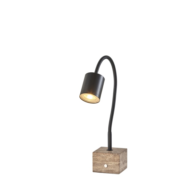 Adesso Rutherford LED Desk Lamp, 19""H, Black/Travertine -  3965-01