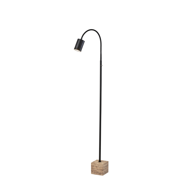 Adesso Rutherford LED Floor Lamp, 59""H, Black/Travertine -  3966-01