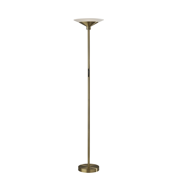 Adesso Solar LED Torchiere Antique Brass