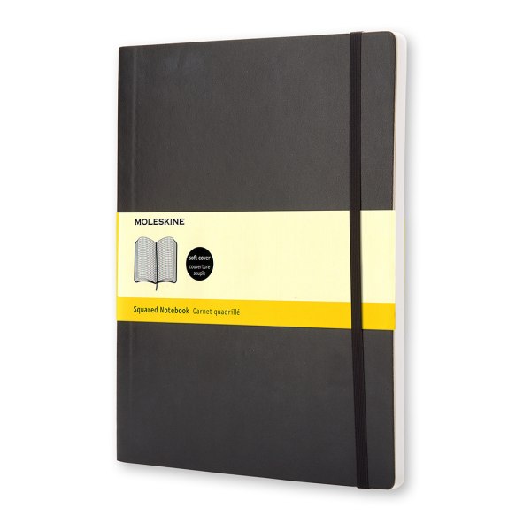 Moleskine Classic Soft Cover Notebook, 7-1/2" x 10", Squared, 192 Pages, Black