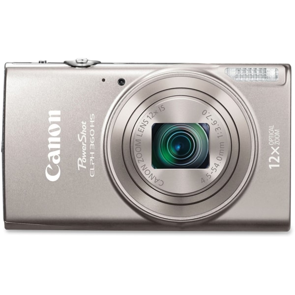 Canon PowerShot 360 HS 202 Megapixel Compact Camera  Silver  123 Sensor  Autofocus  3LCD  12x Optical Zoom  4x Digital Zoom  Optical IS