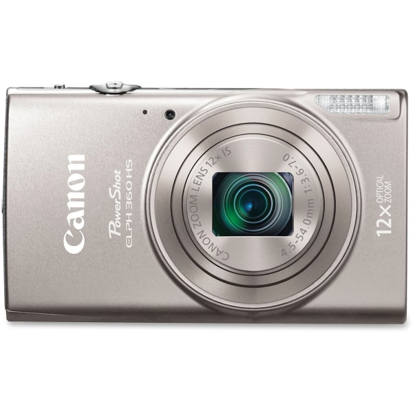 Canon PowerShot 360 HS 20.2 Megapixel Compact Camera - Silver - 1/2.3"" Sensor - Autofocus - 3""LCD - 12x Optical Zoom - 4x Digital Zoom - Optical (IS) -  1078C001