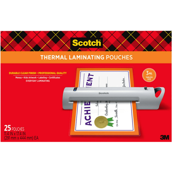 UPC 051141921211 product image for Scotch Thermal Laminating Pouches, 25 Laminating Sheets, 3 mil., Fits Menu Size  | upcitemdb.com