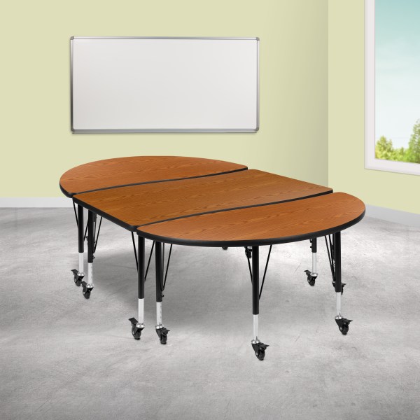 Photos - Dining Table Flash Furniture Oval Wave Flexible Thermal Laminate 3-Piece Activity Table Set With Height-Adjustable Short Legs, 25"H x 47 