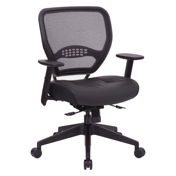 Office Star AirGrid Ergonomic Bonded Leather High-Back Managers Chair, Black