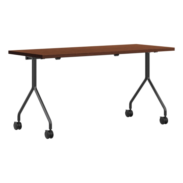 HON Between Nesting Training Room Table, 24 x 72, Shaker Cherry (HONPT2472NSFF), Black | Quill