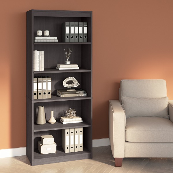 Photos - Wall Shelf Bestar Ridgeley 72"H 5-Shelf Bookcase, Charcoal Maple 152700-000140