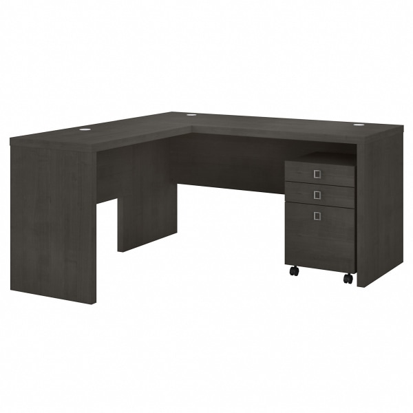kathy ireland® Home by Bush Business Furniture Echo 60""W L-Shaped Corner Desk With Mobile File Cabinet, Charcoal Maple, Standard Delivery -  Kathy Ireland Office, ECH008CM