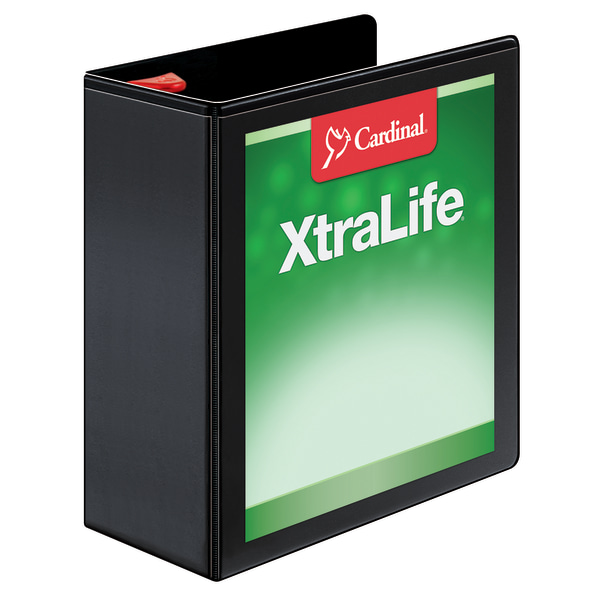 Cardinal XtraLife Locking SlantD Ring 3Ring Binder, 4" DRings, Black