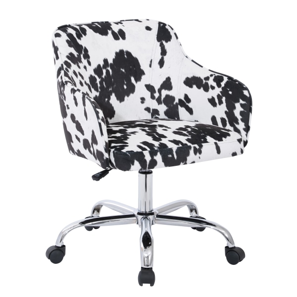 Office Star Avenue Six Bristol Task Chair, Fabric, Udder Madness Domino/Silver