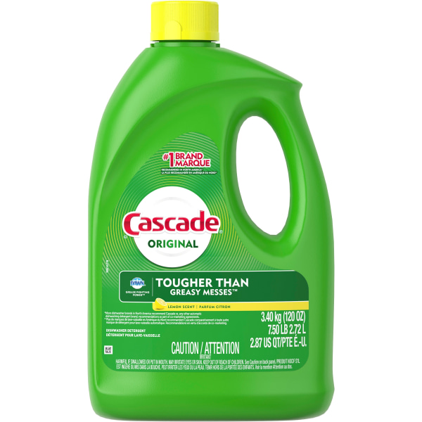 Cascade Gel Dishwasher Detergent  Gel  120 oz 750 lb  Lemon Scent  4  Carton  White