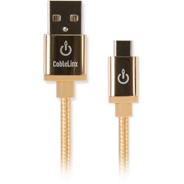 CableLinx Elite Micro to USB-A Charge And Sync Braided Cable For Smartphones, Tablets And More, Gold - Limitless Innovations MICU72-005-GC