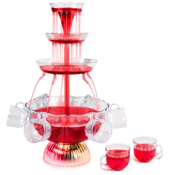 Nostalgia LPF230 3-Tier Lighted Party Fountain  Holds 1.5 Gallons  LED Lighted Base  Includes 8 Reusable Cups