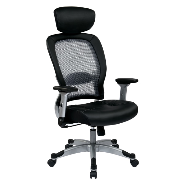 Office Star SPACE Seating Professional Ergonomic Light Air Grid High-Back Chair, Black/Platinum