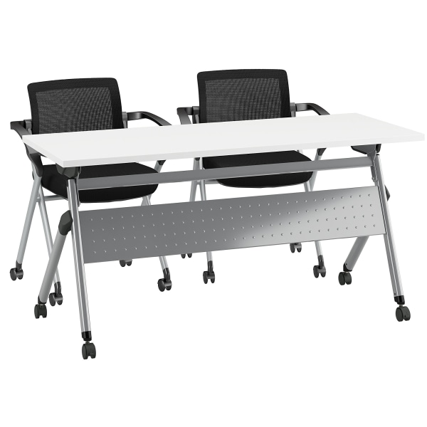 Bush Business Furniture 60&quot;W x 24&quot;D Folding Training Table With Set Of 2 Folding Chairs 7173098
