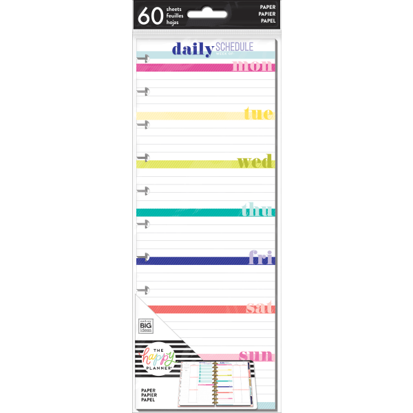 Happy Planner Refill Big Half-Sheet Filler Paper, 4-1/8"" x 11"", 60 Sheets, Daily Schedule -  FILB-20-2036